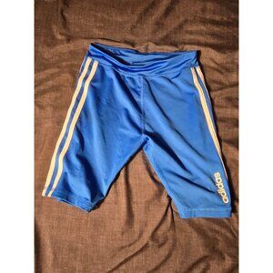 Adidas Long Length Girls Biker Bike Shorts Blue Size Medium M 10/12